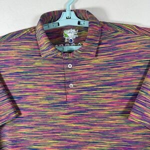 Tailorbyrd Polo Shirt Mens Large Pink Blue Golf Performance Stretch Rainbow